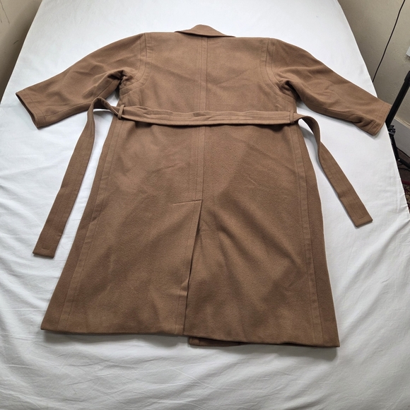 VTG Yves Saint Laurent Rive Gauche Wool Wrap Coat Camel Brown Belted EU 36 US 4 - Picture 14 of 16